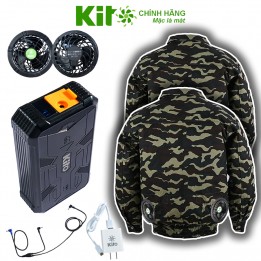 [2 Áo KITO + 1 Bộ Quạt 22V] Chính Hãng Pin 28.000mAh Chạy 10 - 20 Giờ, Áo Không Mũ 4 Màu BH 12 Tháng